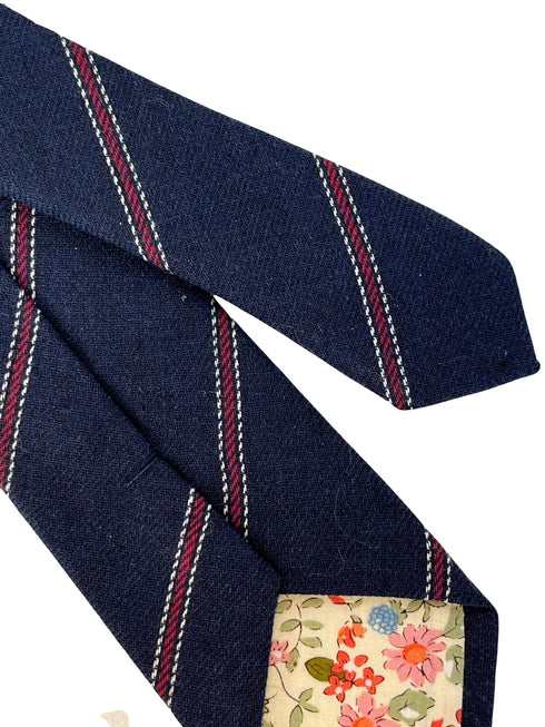 navy and red club striped school style cotton tie